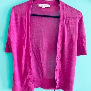 Short-sleeved Fuchsia Cardigan